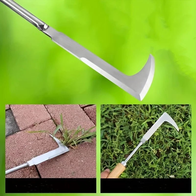 Durable L-Shaped Stainless Steel Weeding Tool for Garden Maintenance 4