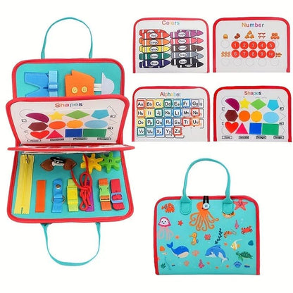 WonderTots Montessori Zintuigenboek - Vroege leerervaring voor kinderen van 2-5 jaar met interactieve vilten opbergmogelijkheden