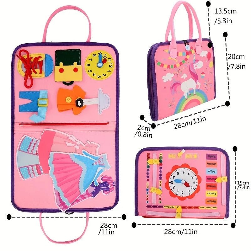 WonderTots Montessori Sensory Book - Frühes Lernabenteuer für 2-5-Jährige mit interaktiver Filzablage