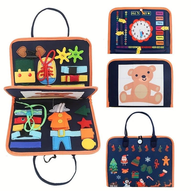 WonderTots Montessori Zintuigenboek - Vroege leerervaring voor kinderen van 2-5 jaar met interactieve vilten opbergmogelijkheden