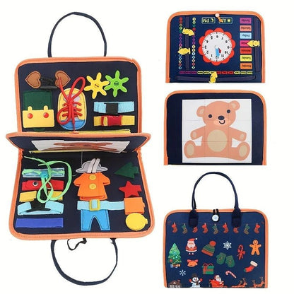 WonderTots Montessori Zintuigenboek - Vroege leerervaring voor kinderen van 2-5 jaar met interactieve vilten opbergmogelijkheden