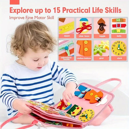 WonderTots Montessori Zintuigenboek - Vroege leerervaring voor kinderen van 2-5 jaar met interactieve vilten opbergmogelijkheden
