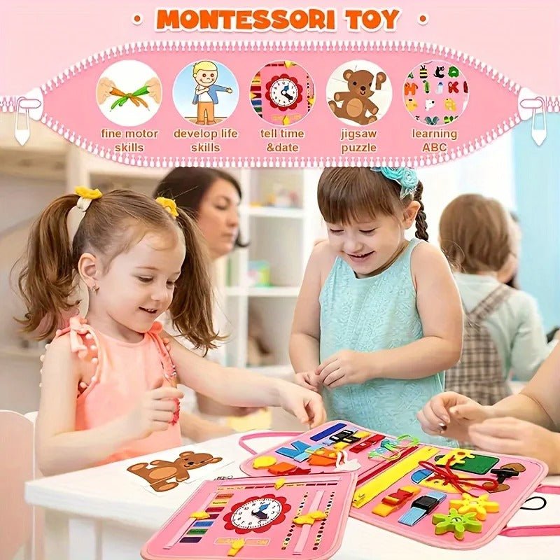 WonderTots Montessori Zintuigenboek - Vroege leerervaring voor kinderen van 2-5 jaar met interactieve vilten opbergmogelijkheden
