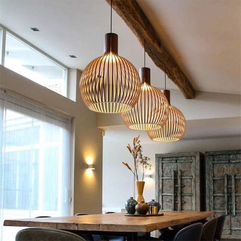 Woodart Pendant - handmade wooden pendant lamp for warm ambience 1