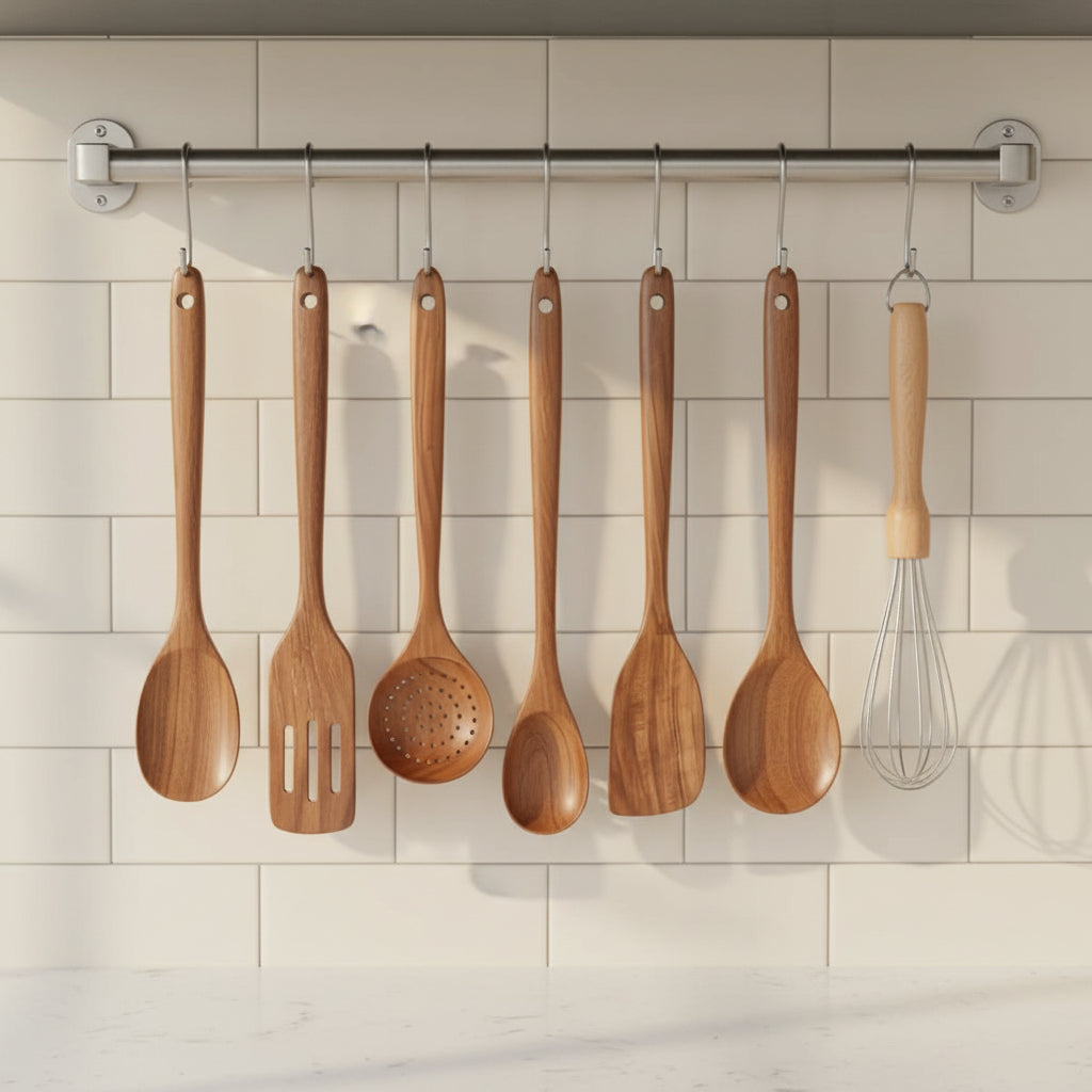 WoodChef 11-Piece Heat-Resistant Wooden Kitchen Utensils Set for Non-Stick Cookware 0