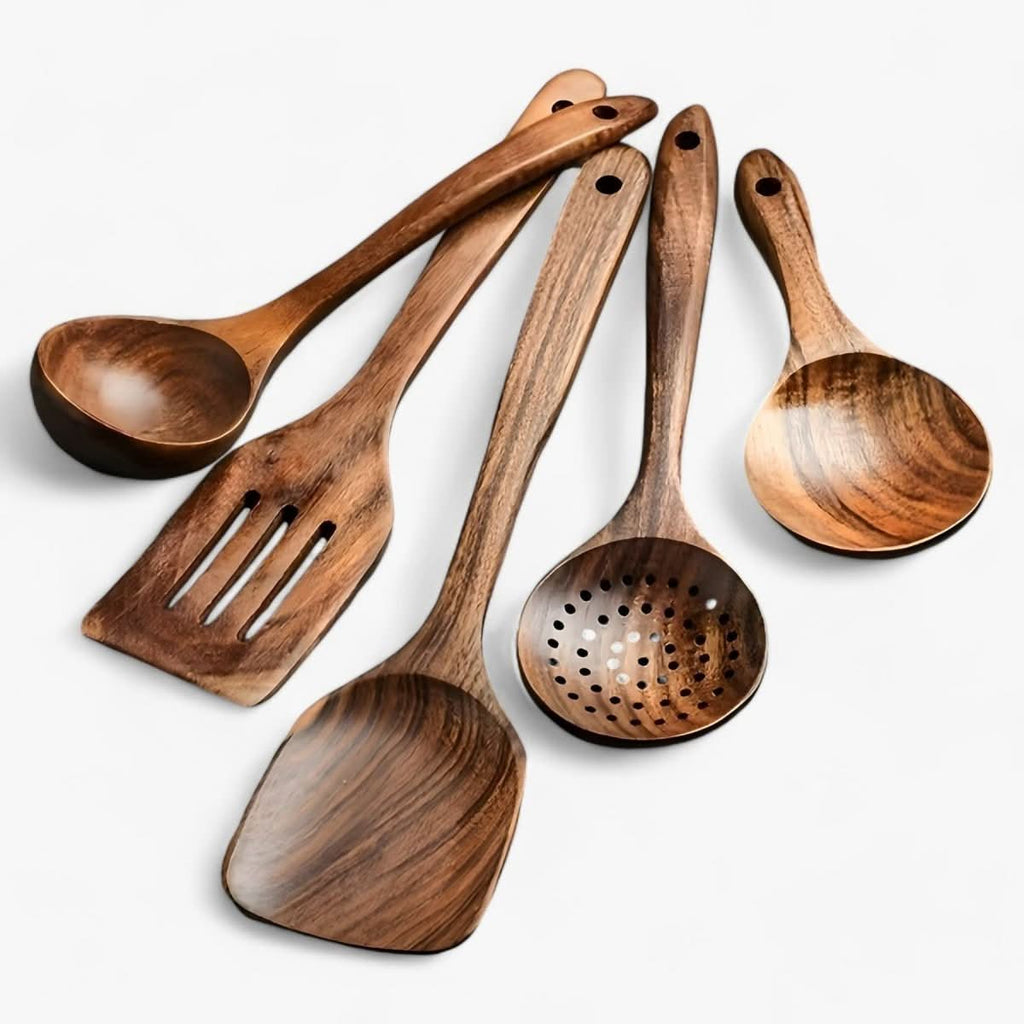 WoodChef 11-Piece Heat-Resistant Wooden Kitchen Utensils Set for Non-Stick Cookware 2
