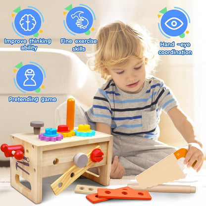 Woodcraft Kids Toolbox - Ensemble de 29 pièces en bois pour le jeu créatif et le développement des compétences