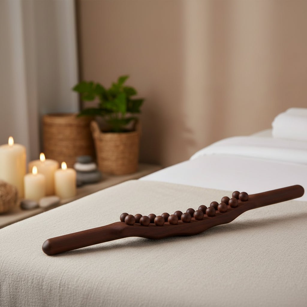 WOODBEAD – Natural Wood Massage Stick 20 Beads for Muscle Relaxation & Flexibility 0