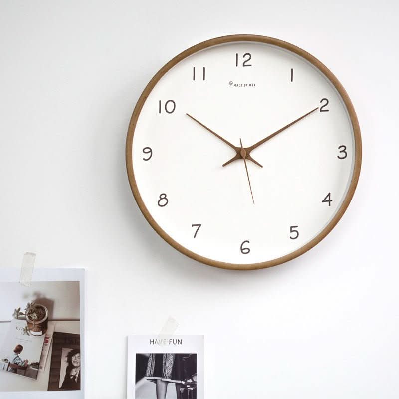 Elegant Solid Wood Analogue Wall Clock - 10-Inch Silent Design 4
