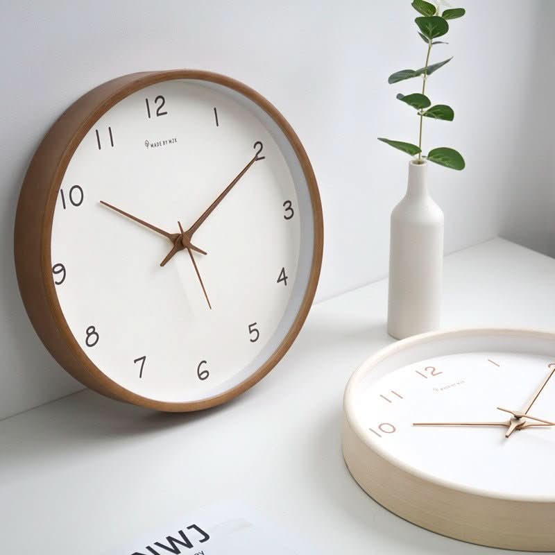 Elegant Solid Wood Analogue Wall Clock - 10-Inch Silent Design 1