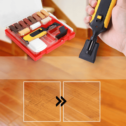 Wooden Floor Repair Kit with Meltable Wax and Heat Pen – 11 Color Options for Seamless Restoration and Easy Use-4