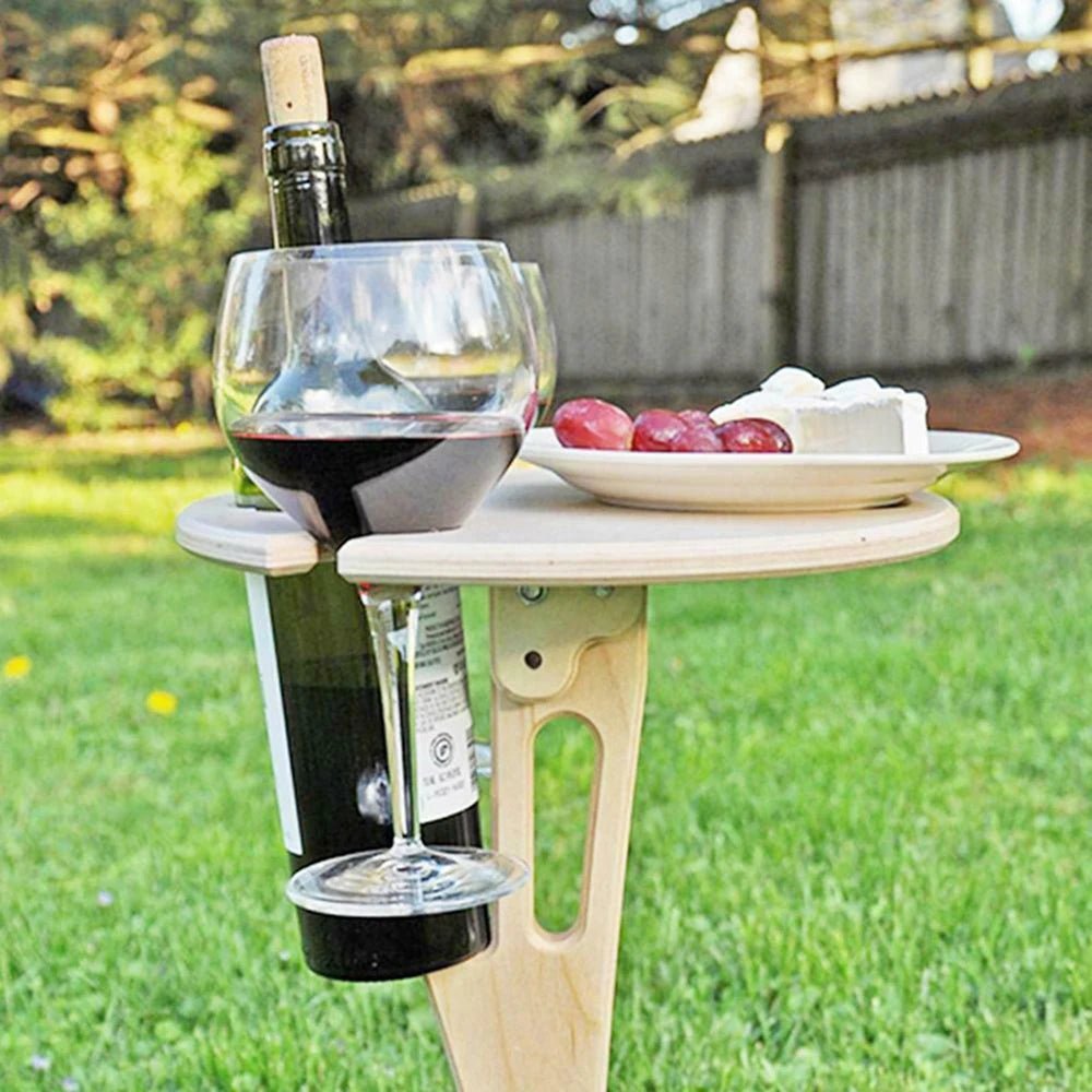 VINETRIP – Portable Wooden Wine Table Folding Outdoor Glass Holder for Picnics & Camping 2