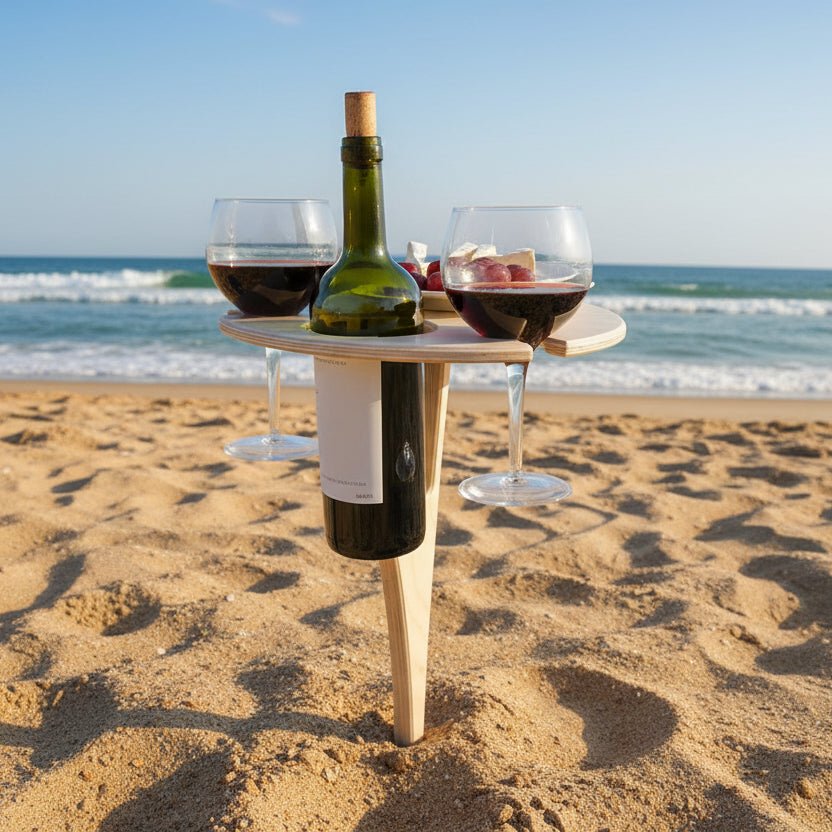 VINETRIP – Portable Wooden Wine Table Folding Outdoor Glass Holder for Picnics & Camping 0