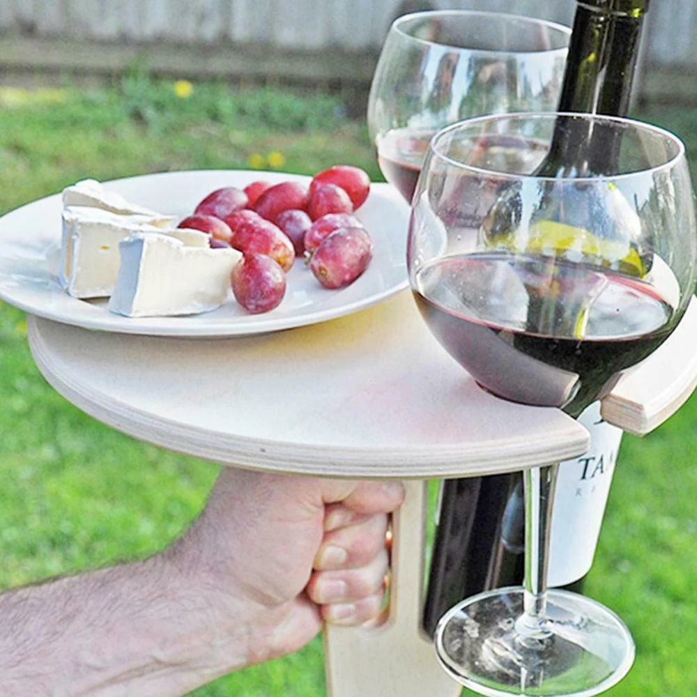 VINETRIP – Portable Wooden Wine Table Folding Outdoor Glass Holder for Picnics & Camping 3