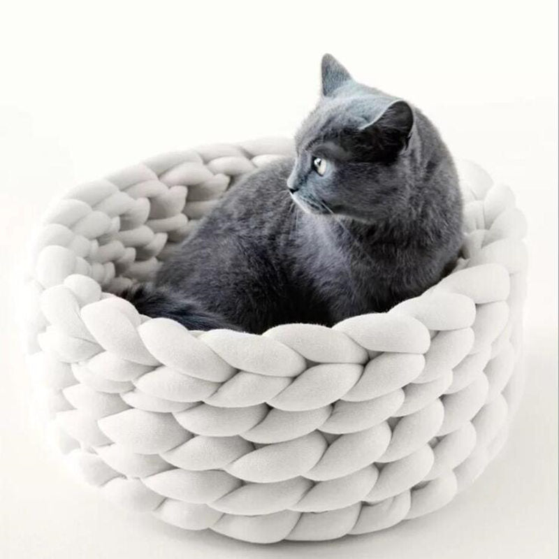  Woollynest - soft woolen basket for pets with a high edge support-2