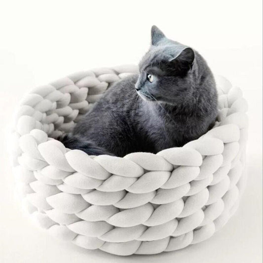  Woollynest - soft woolen basket for pets with a high edge support-1