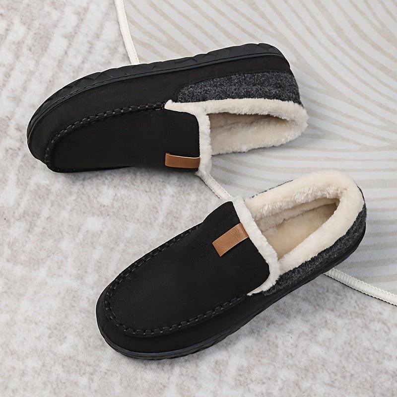 Cozy Comfort - Men's Warm Sheep's Wool Loafers for Winter Home Use 0
