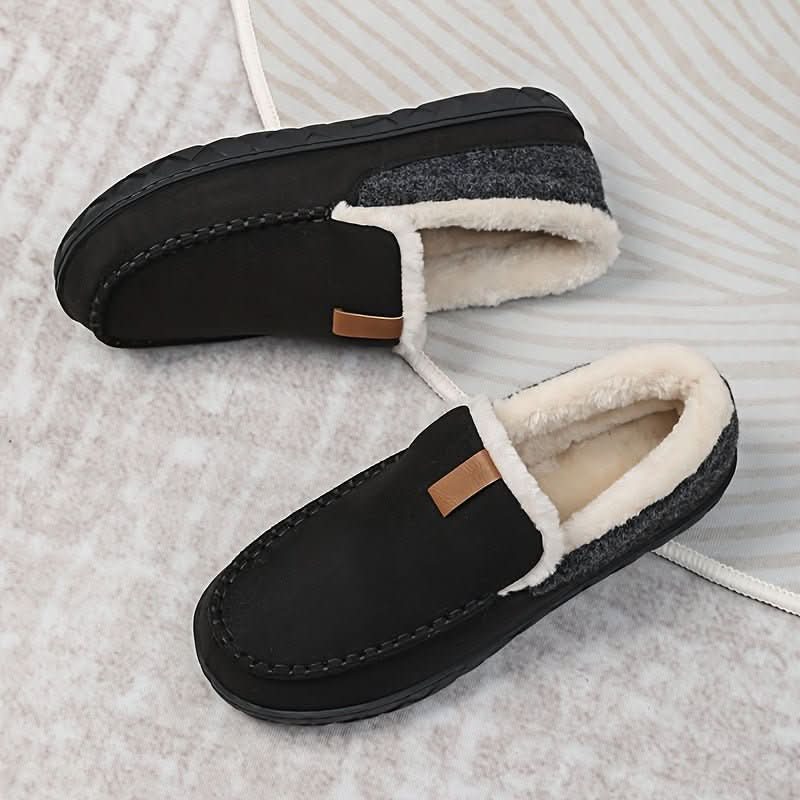 Cozy Comfort - Men's Warm Sheep's Wool Loafers for Winter Home Use 0