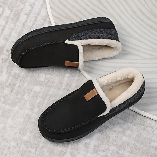 Cozy Comfort - Men's Warm Sheep's Wool Loafers for Winter Home Use 0