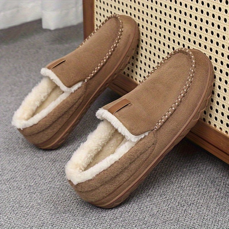 Cozy Comfort - Men's Warm Sheep's Wool Loafers for Winter Home Use 1