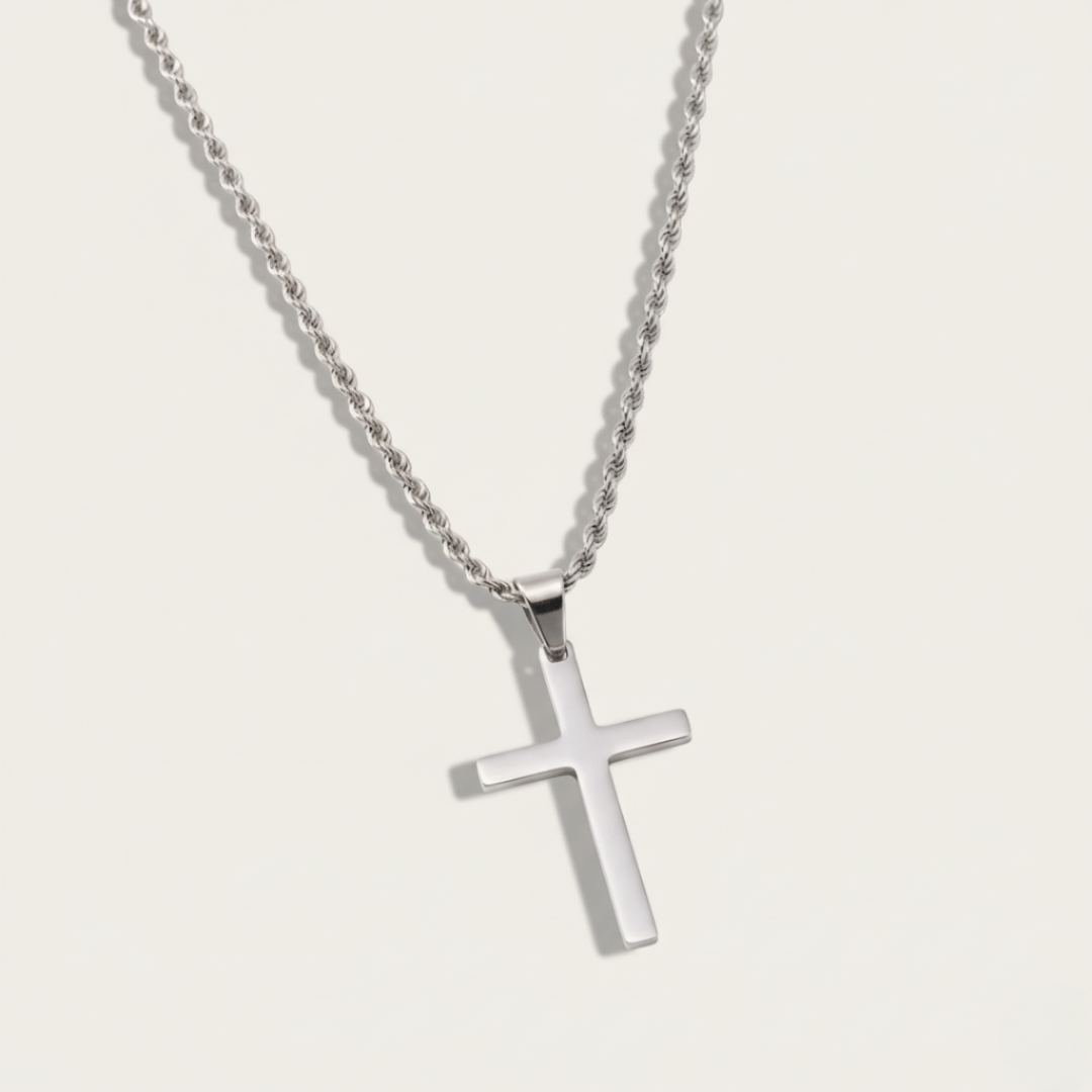 Woven Faith Gold and Silver Cross Necklace