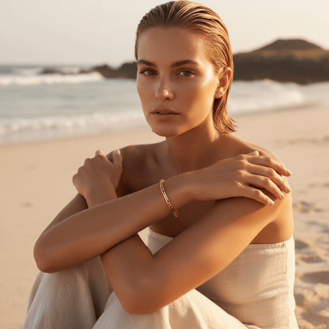 Pulsera de cadena de plata y oro Onda Armoniosa