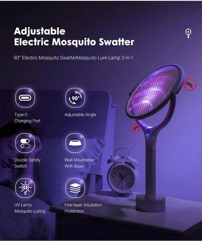ZapGuard Mosquito Zapper - 5-in-1 Insectenbescherming met LED Lamp en USB Snel Opladen