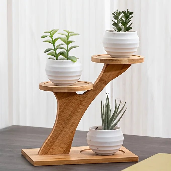 BAMBOOLINE – Natural Bamboo 2-Tier Stand Compact Shelf for Home and Office Decor 0