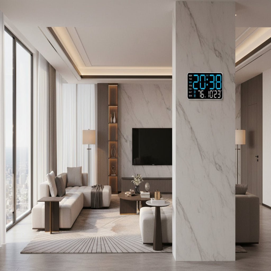 WALLSYNC PRO – Digital Wall Clock with Remote, Dual Alarms & Temperature Display 1